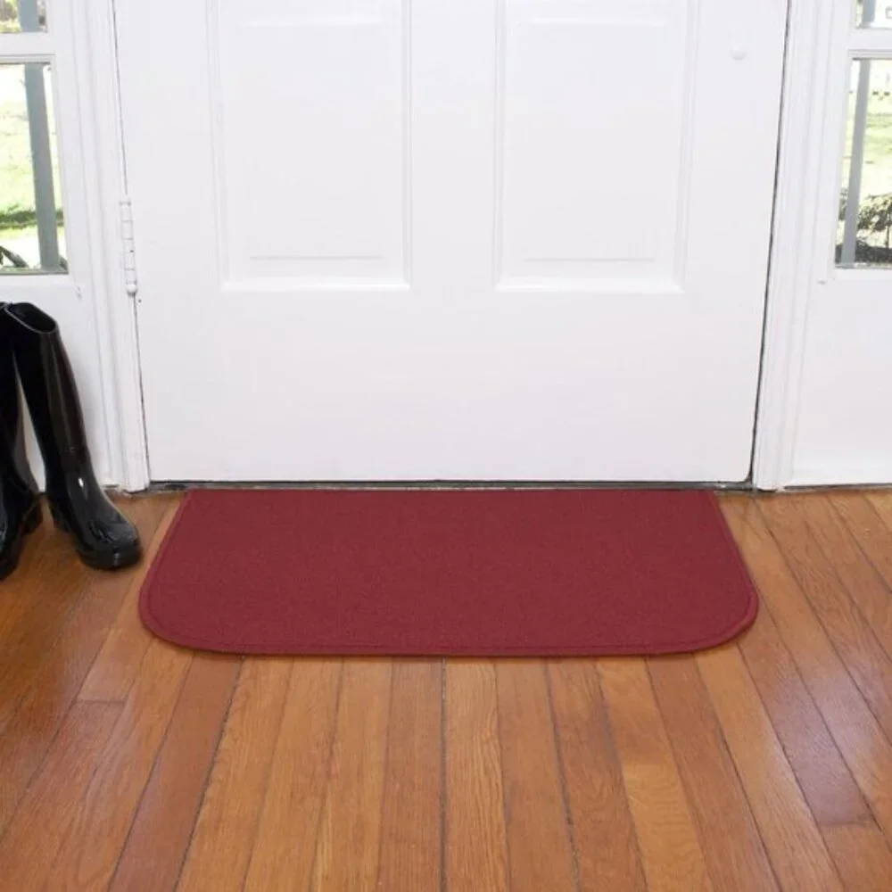 New 18x30In Solid Red Accent Rug Stain-Resistant Washable Mat with Latex Backing